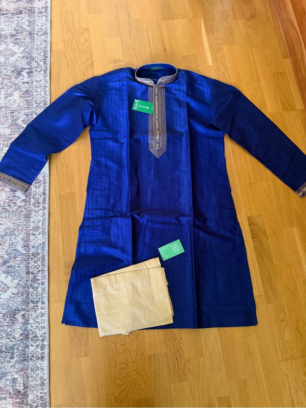 Royal Blue Men's Kurta with Embroidery